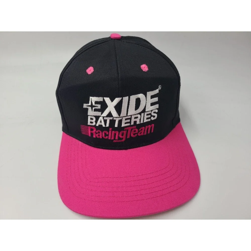 Vintage Exide Batteries Racing Team‎ Snapback Hat Cap Cotton 90s Men Black Pink